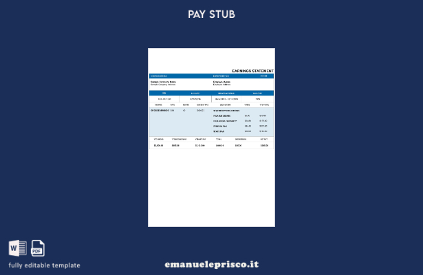 modello busta paga Darkblue in stile verificato